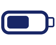 blue rectangle outline where width is larger than length and is filled in 60 percent on the left symbolizing a 