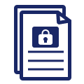 Two papers stacked onto of each other. The top page has right corner dog eared with a lock icon printed at the top. Beneath the lock are 4 horizontal lines.