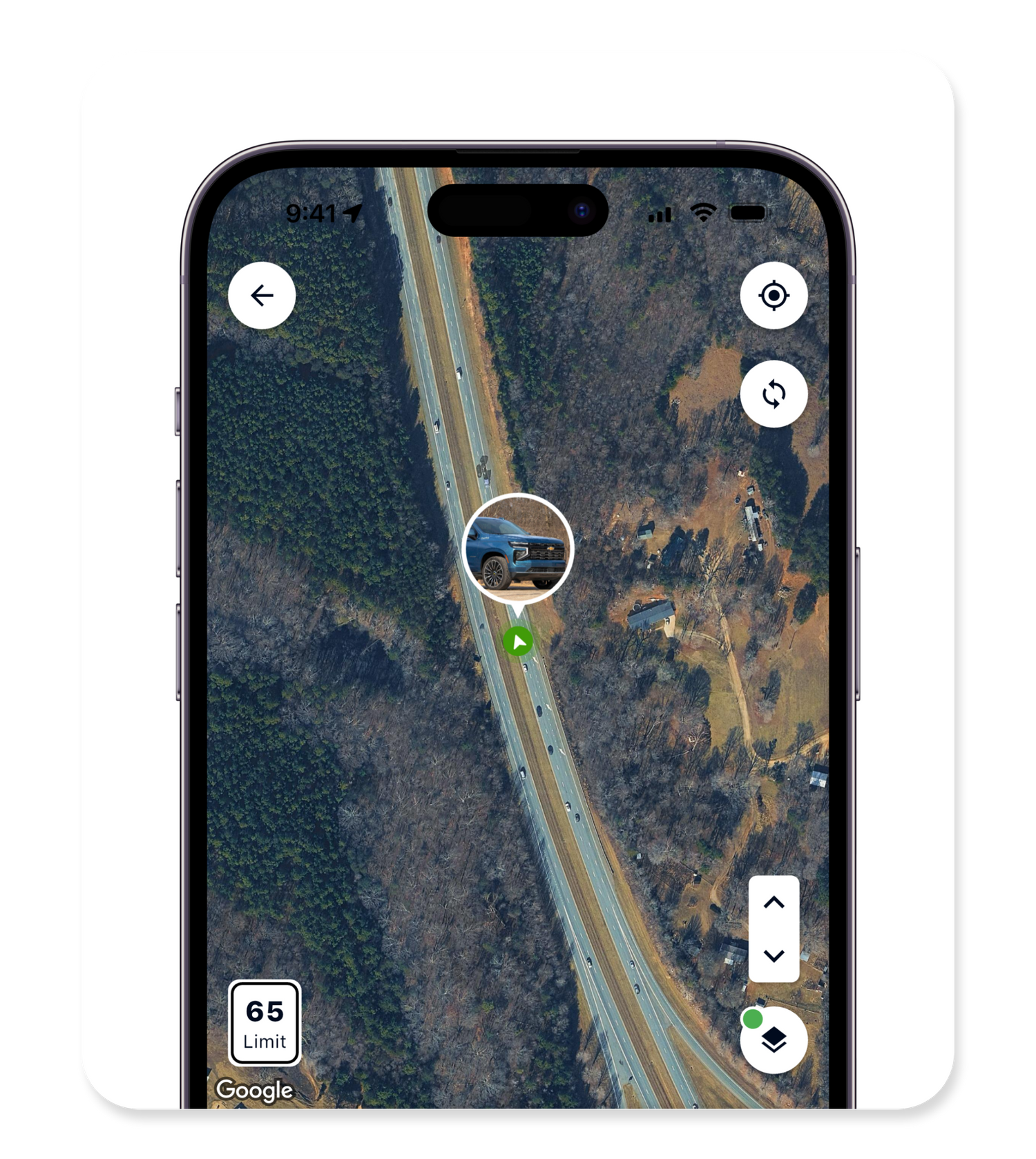 Real-time GPS vehicle tracking showing a live vehicle location on an interactive map