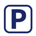 The letter P surrounded by a square outline with rounded corners.