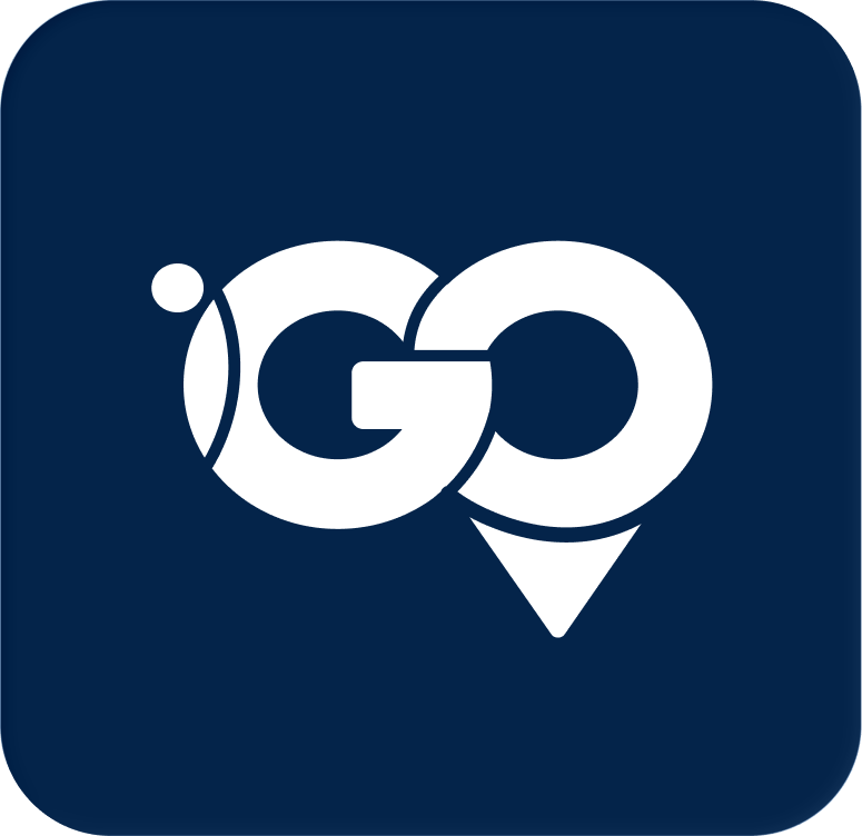 letters 'GO' in bold behind a deep blue background