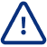 blue explanation mark inside of a blue triangle outline